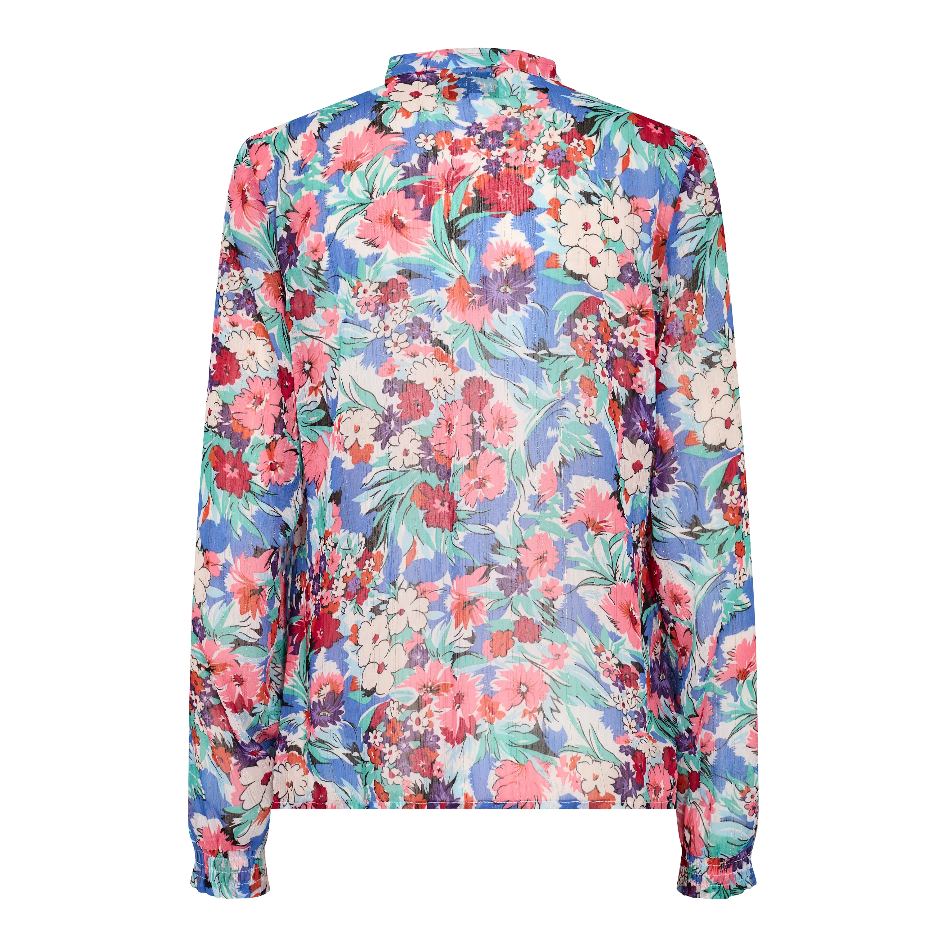 MAGGIE-LS-SHIRT - BLUE GREEN FLOWER