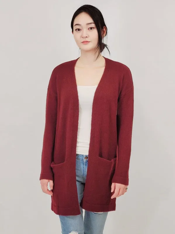 Mak Cozy Elastic Loose Fit  Sweater Cardigan w/Pockets