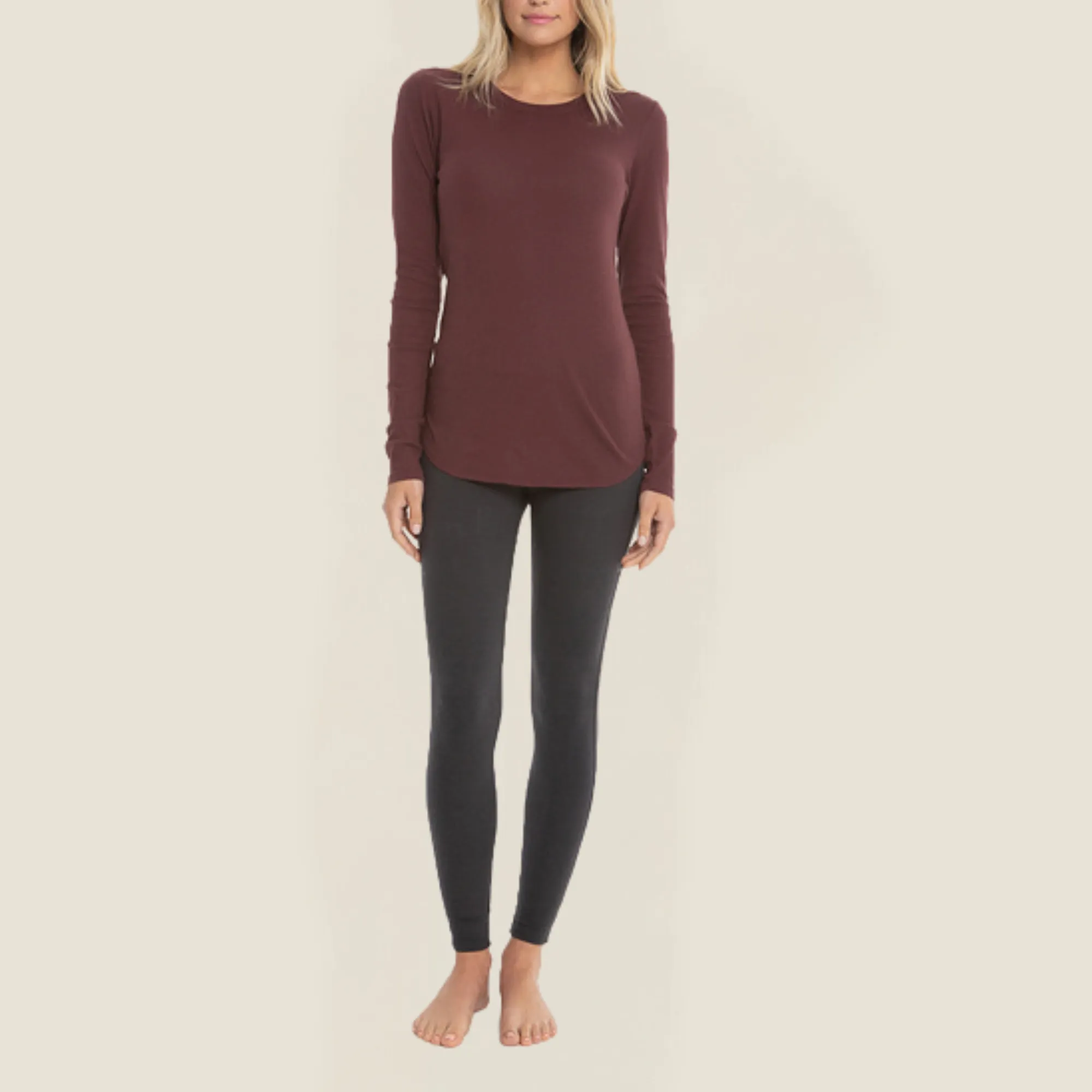 Malibu Collection Women's Loose Jersey Long Sleeve Tee