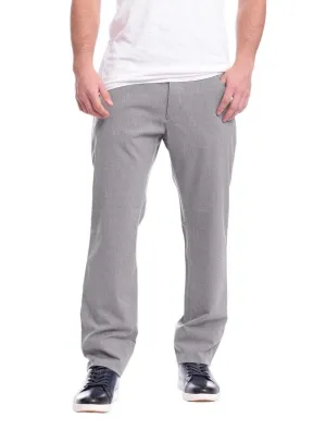 Mens Classic Fit Solid Gray Flat Front Stretch Cotton 5 Pocket Jean Style Pant