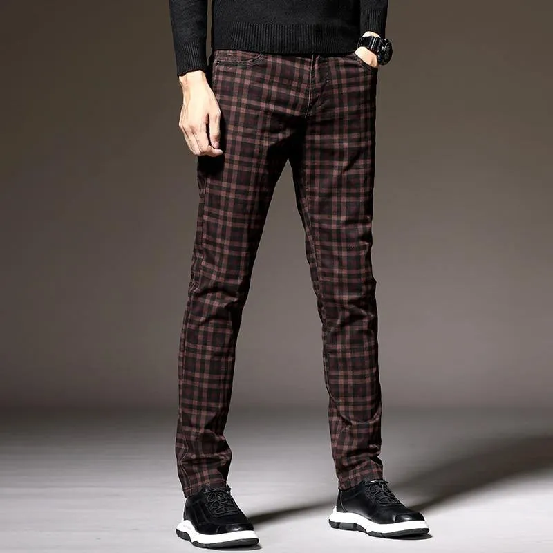 Men's Classic/Formal Plaid Elastic Pants