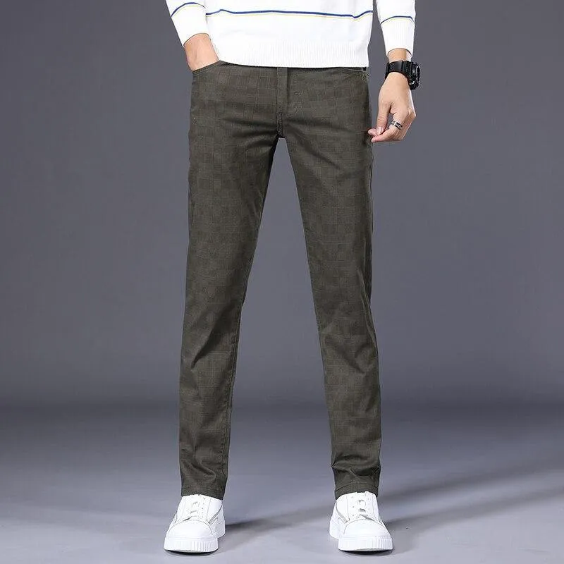 Men's Classic/Formal Plaid Elastic Pants