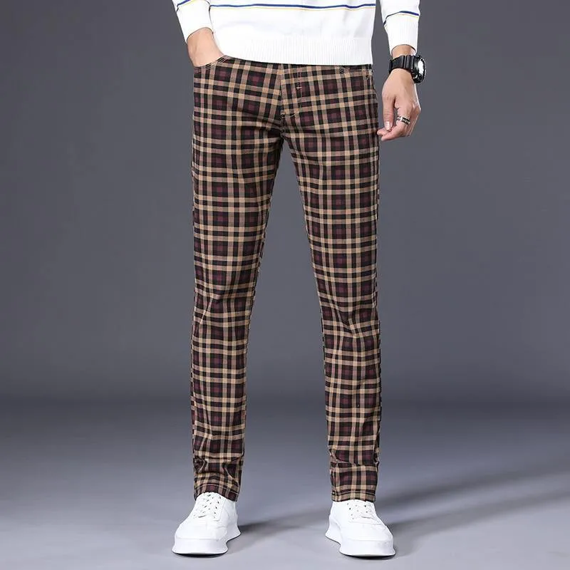 Men's Classic/Formal Plaid Elastic Pants