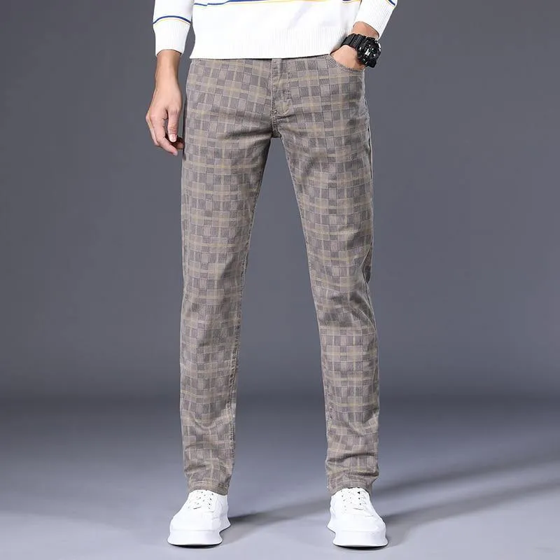 Men's Classic/Formal Plaid Elastic Pants