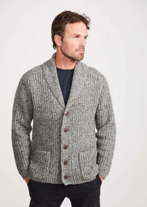 Men's Fisherman Rib Shawl Cardigan | Grey
