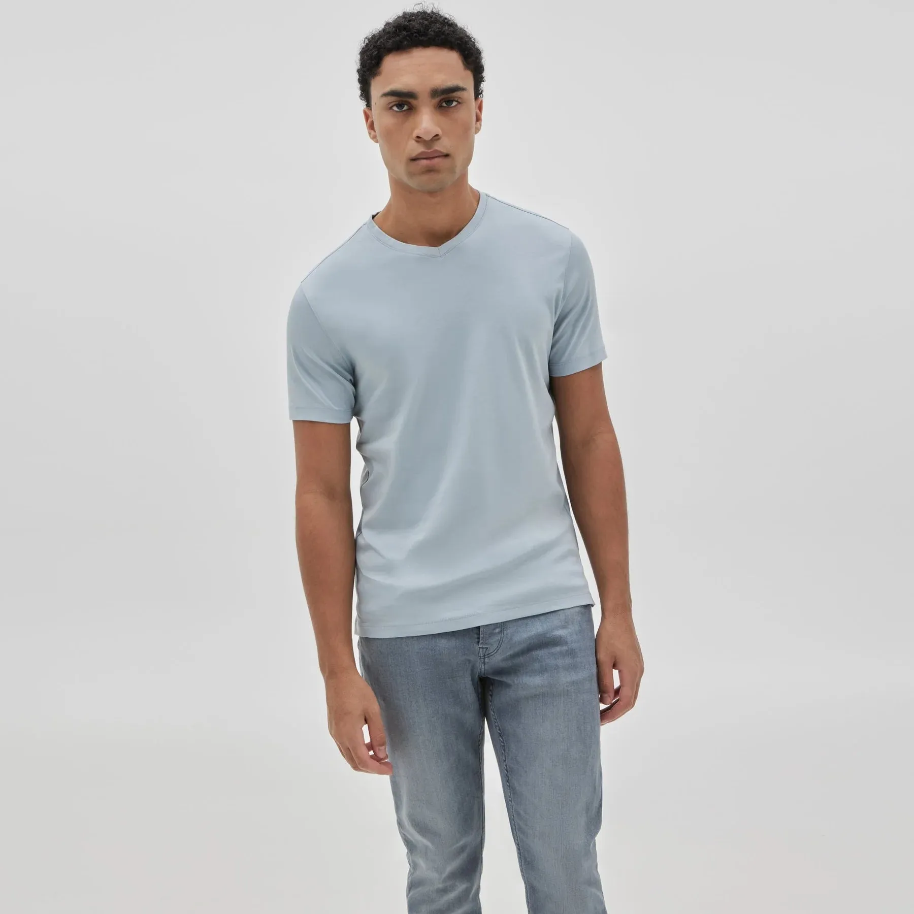 Men's Robert Barraket Georgia V-Neck T-shirt - Dover Blue