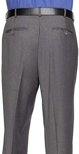 Mens Slim fit Dress Pants Flat-Front - Modern Formal Business Wrinkle Free No Iron Black 40Wx30L