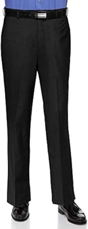 Mens Slim fit Dress Pants Flat-Front - Modern Formal Business Wrinkle Free No Iron Black 40Wx30L