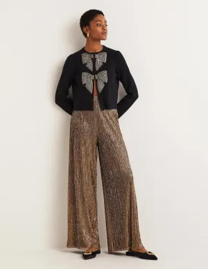 Metallic Party Trousers-Gold, Black Lurex