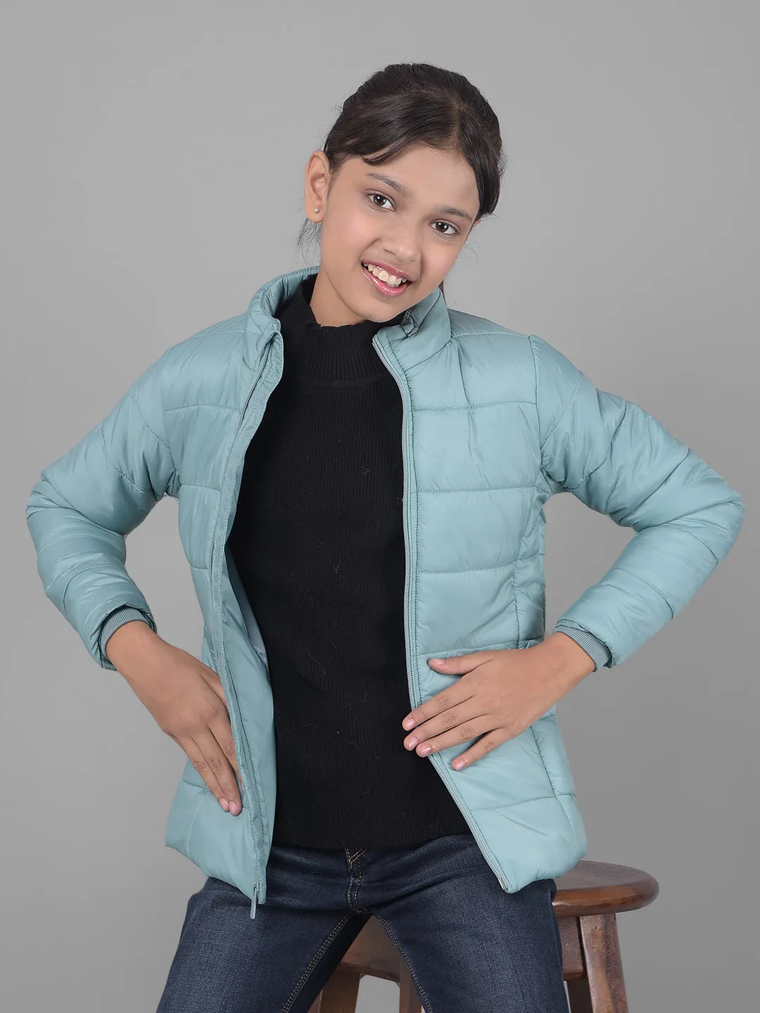 Mint-Green Puffer Jacket