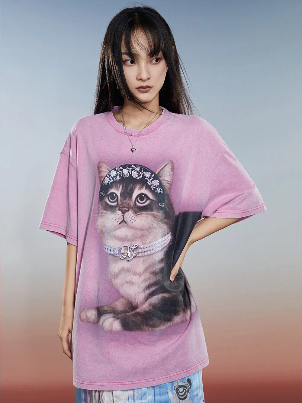 MUKZIN Washed 2-color Casual Versatile Age-reducing T-shirt