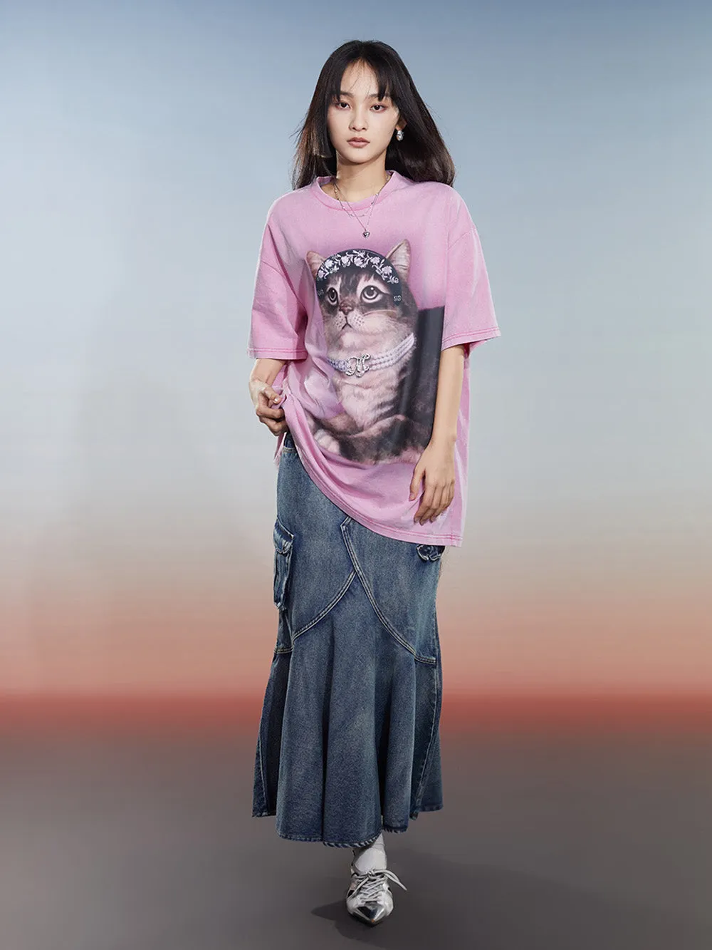 MUKZIN Washed 2-color Casual Versatile Age-reducing T-shirt