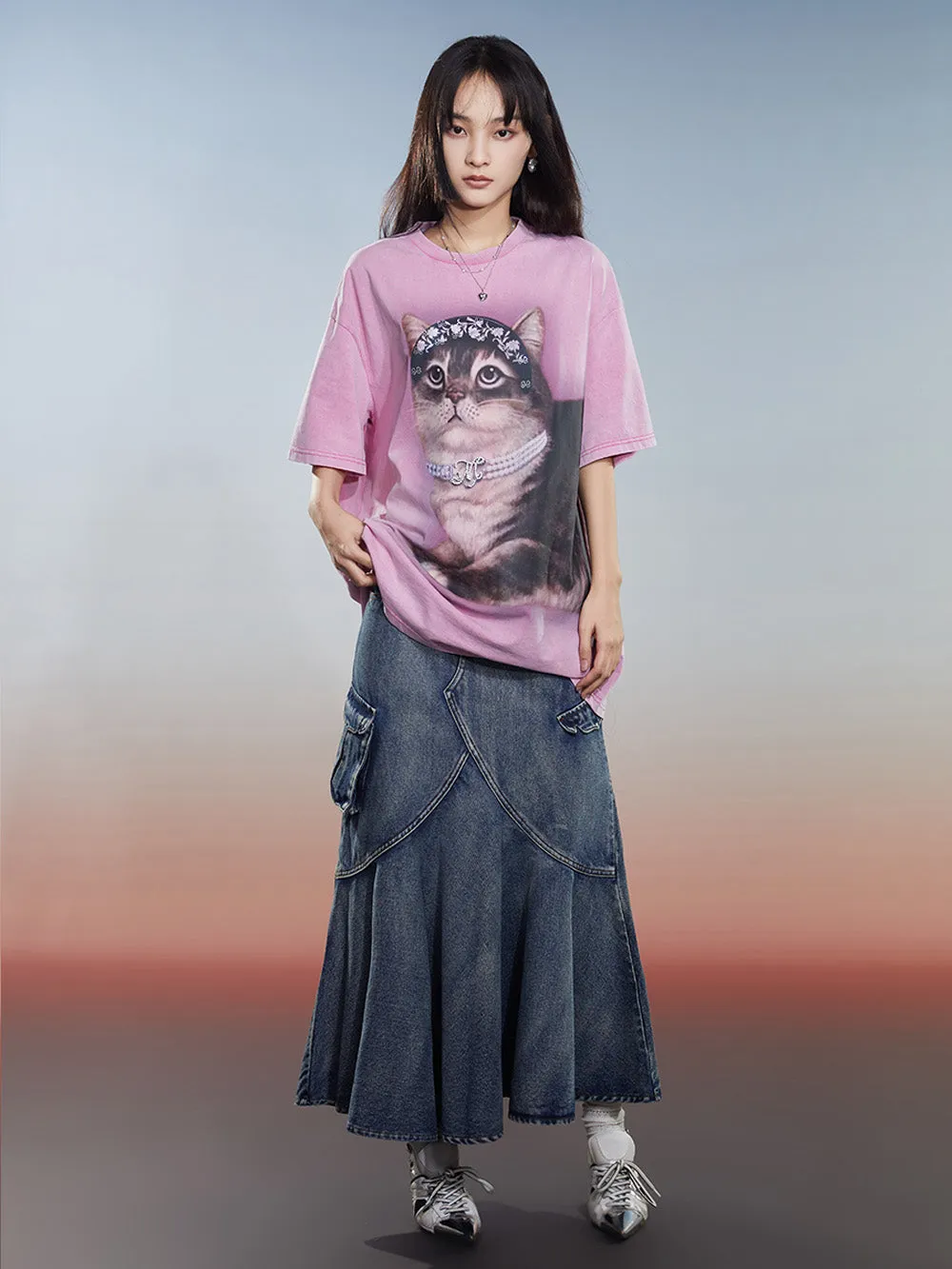 MUKZIN Washed 2-color Casual Versatile Age-reducing T-shirt