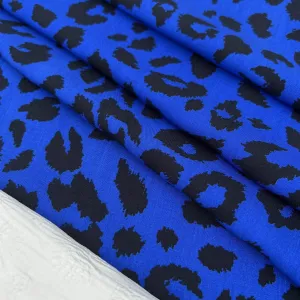 My Dress Made - Blue Leopard Viscose Poplin Fabric