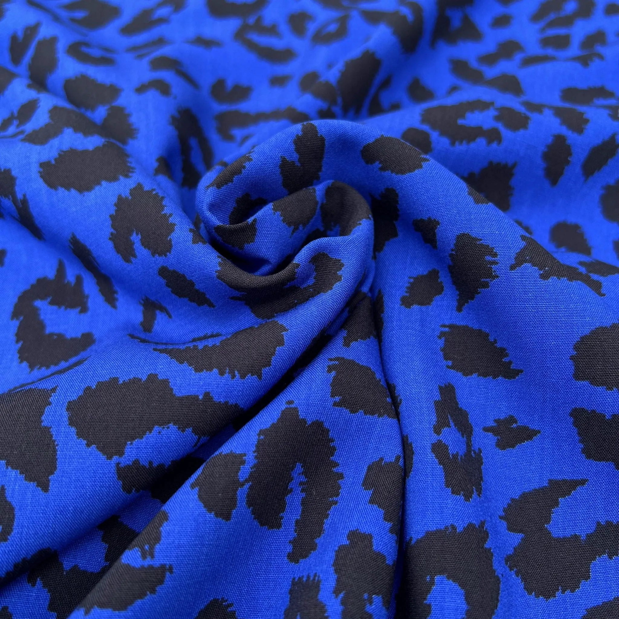 My Dress Made - Blue Leopard Viscose Poplin Fabric