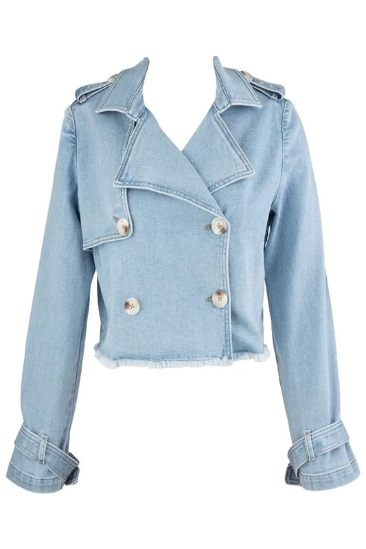 Ophelia Double Breasted Crop Jacket Fray Hem