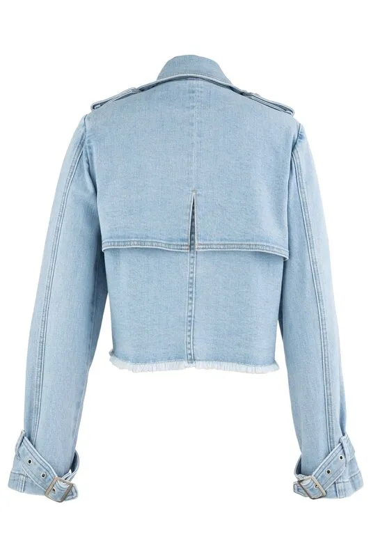 Ophelia Double Breasted Crop Jacket Fray Hem