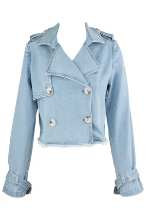 Ophelia Double Breasted Crop Jacket Fray Hem