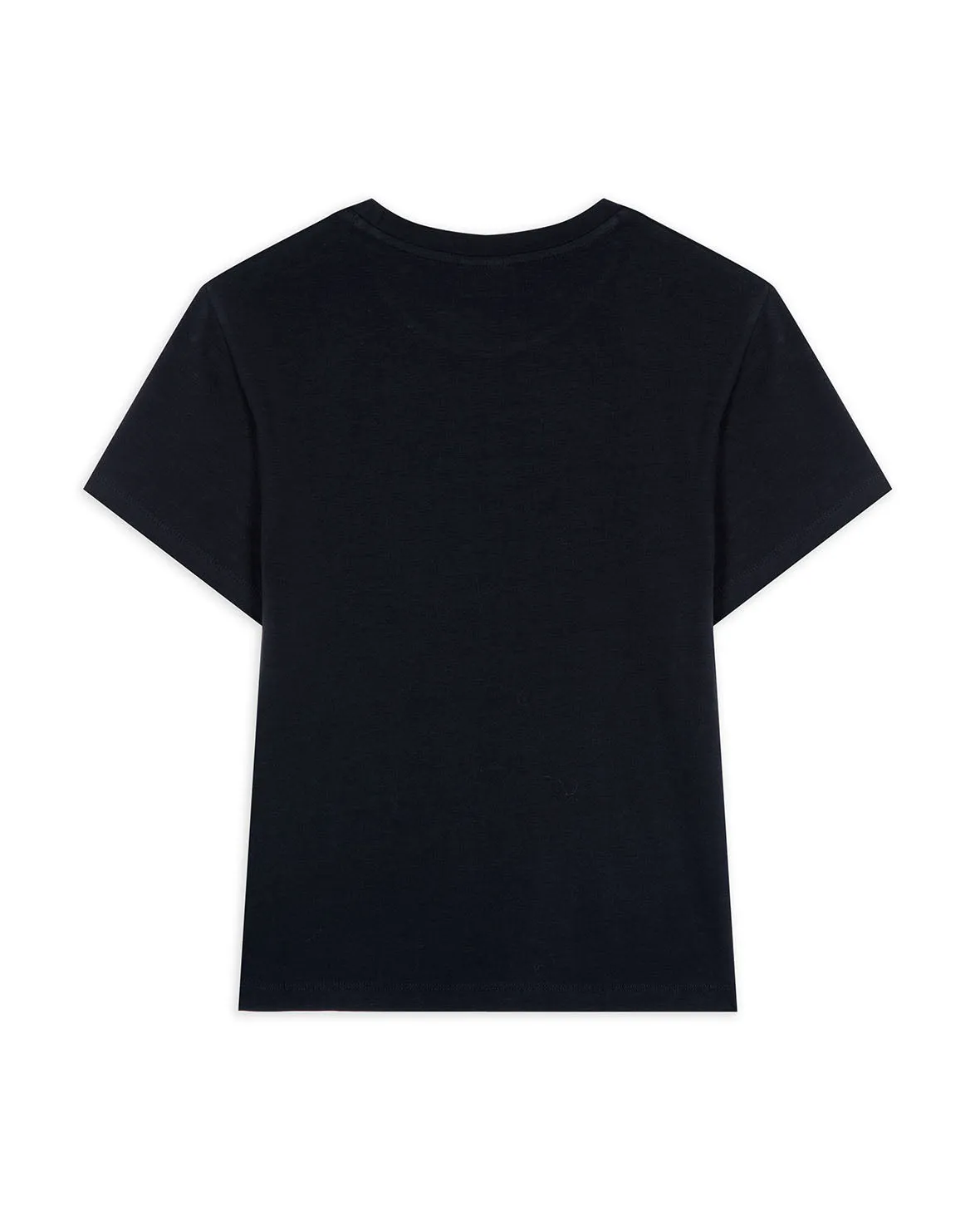 Organic Cotton Tonal Embroidered Logo Short Sleeve T-Shirt - Black