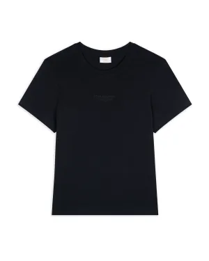 Organic Cotton Tonal Embroidered Logo Short Sleeve T-Shirt - Black