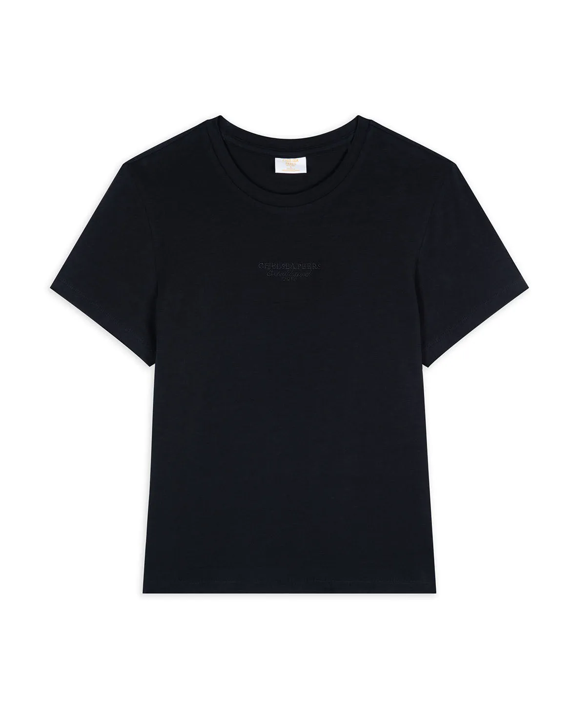 Organic Cotton Tonal Embroidered Logo Short Sleeve T-Shirt - Black