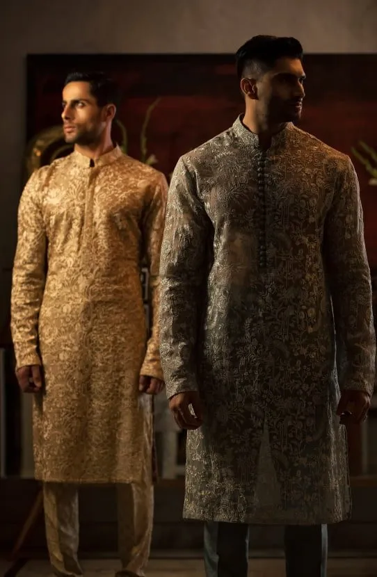 Organza Kurta Paired with Pure Raw Silk Pants