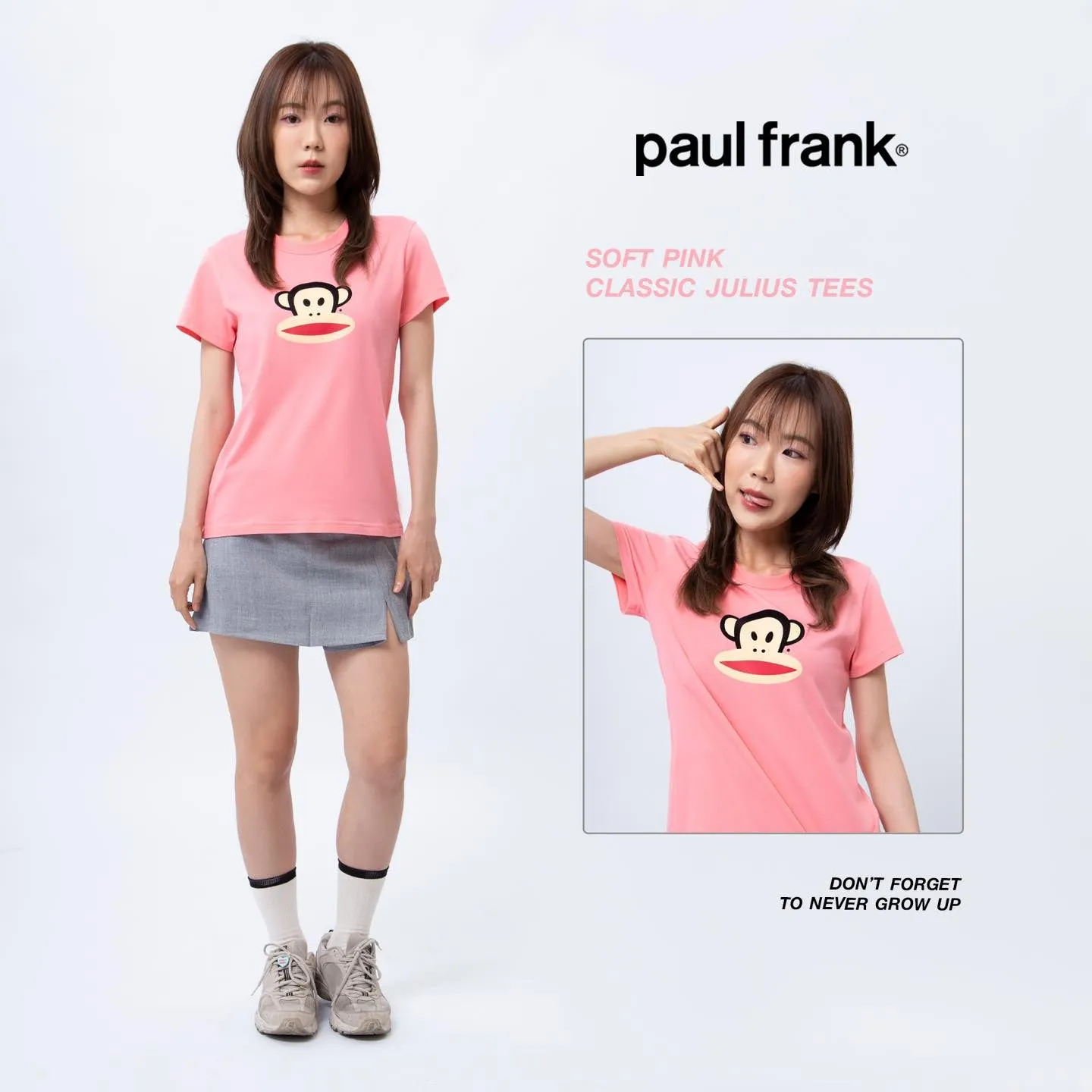 PAUL FRANK WOMENS SOFT PINK CLASSIC JULIUS TEES