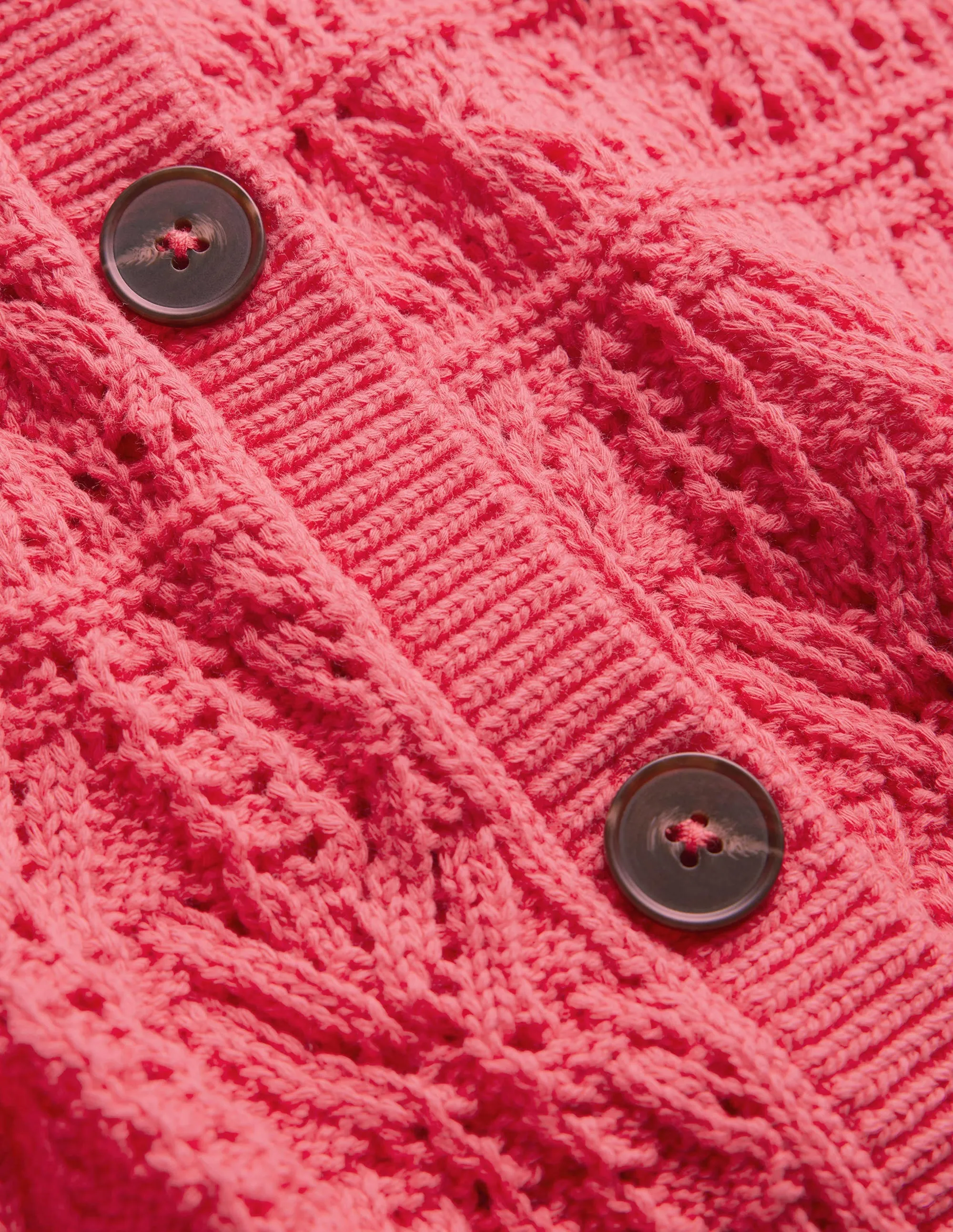 Pointelle Cotton Cardigan-Pop Peony