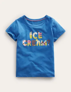 Printed Graphic T-Shirt-Delft Blue Ice Cream