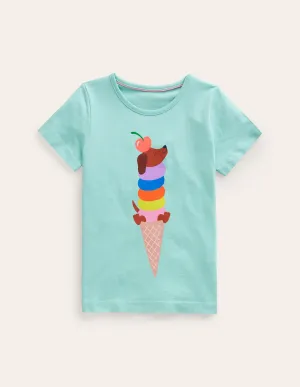 Printed Graphic T-Shirt-Fountain Green Ice Cream