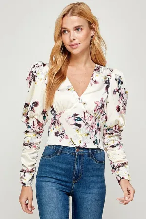 Printed Long Sleeve Top - Off White