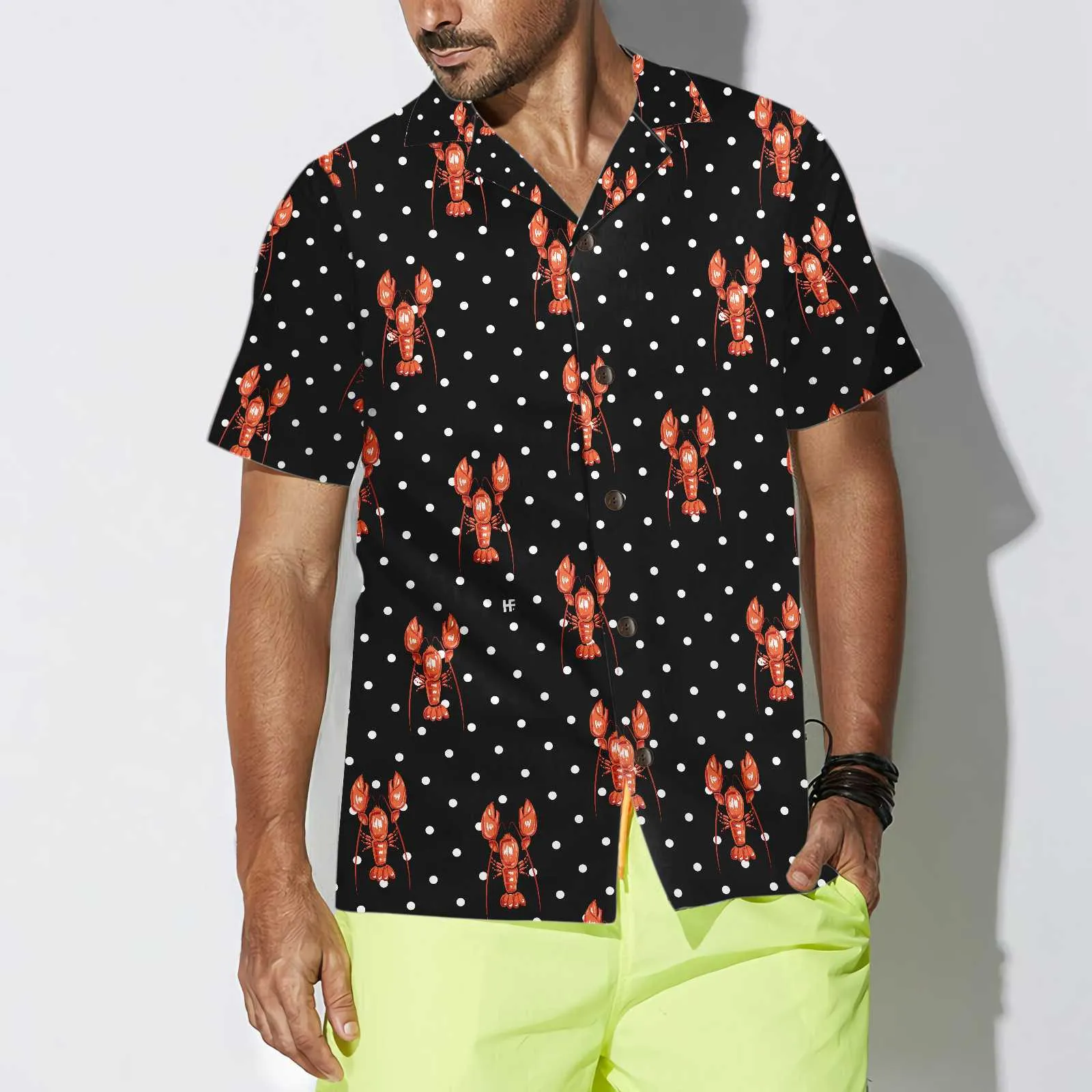 Red Lobster With Dot Hawaiian Shirt, Funny Lobster Shirt For Adults, Lobster Print Shirt