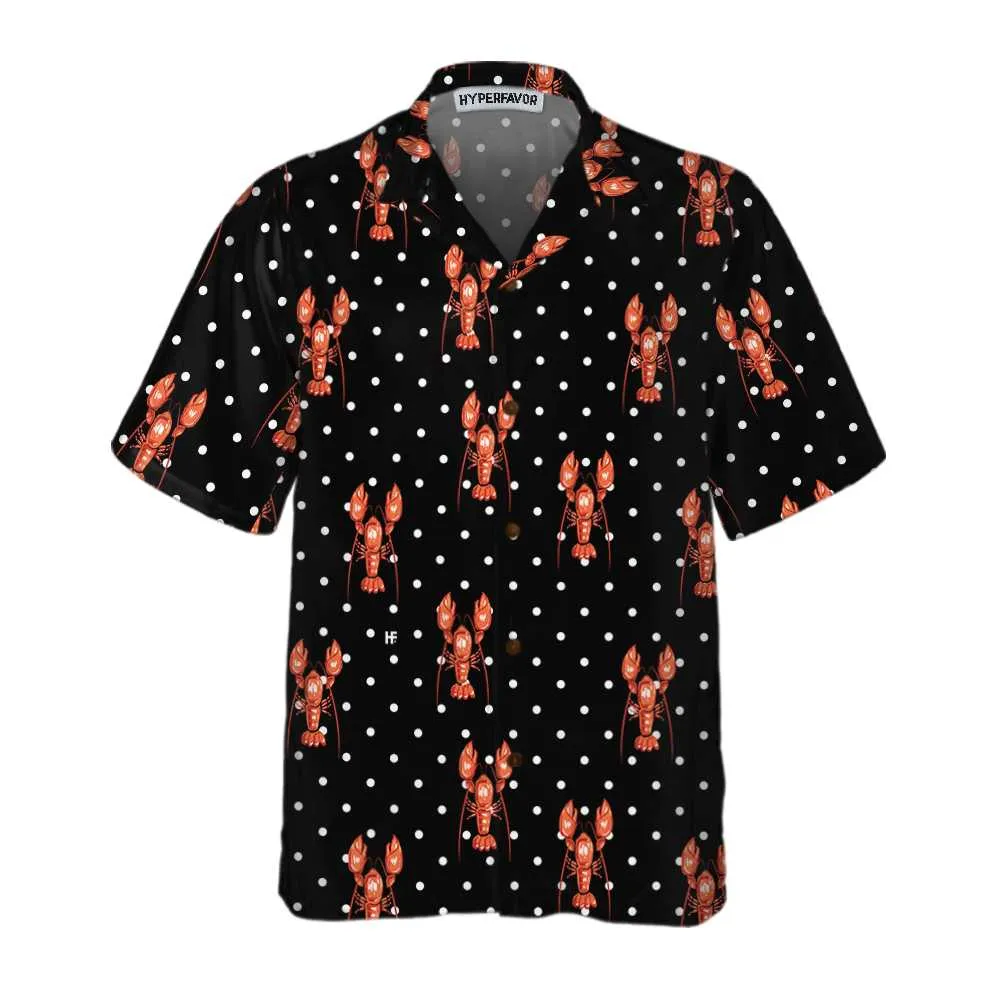 Red Lobster With Dot Hawaiian Shirt, Funny Lobster Shirt For Adults, Lobster Print Shirt