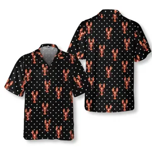 Red Lobster With Dot Hawaiian Shirt, Funny Lobster Shirt For Adults, Lobster Print Shirt