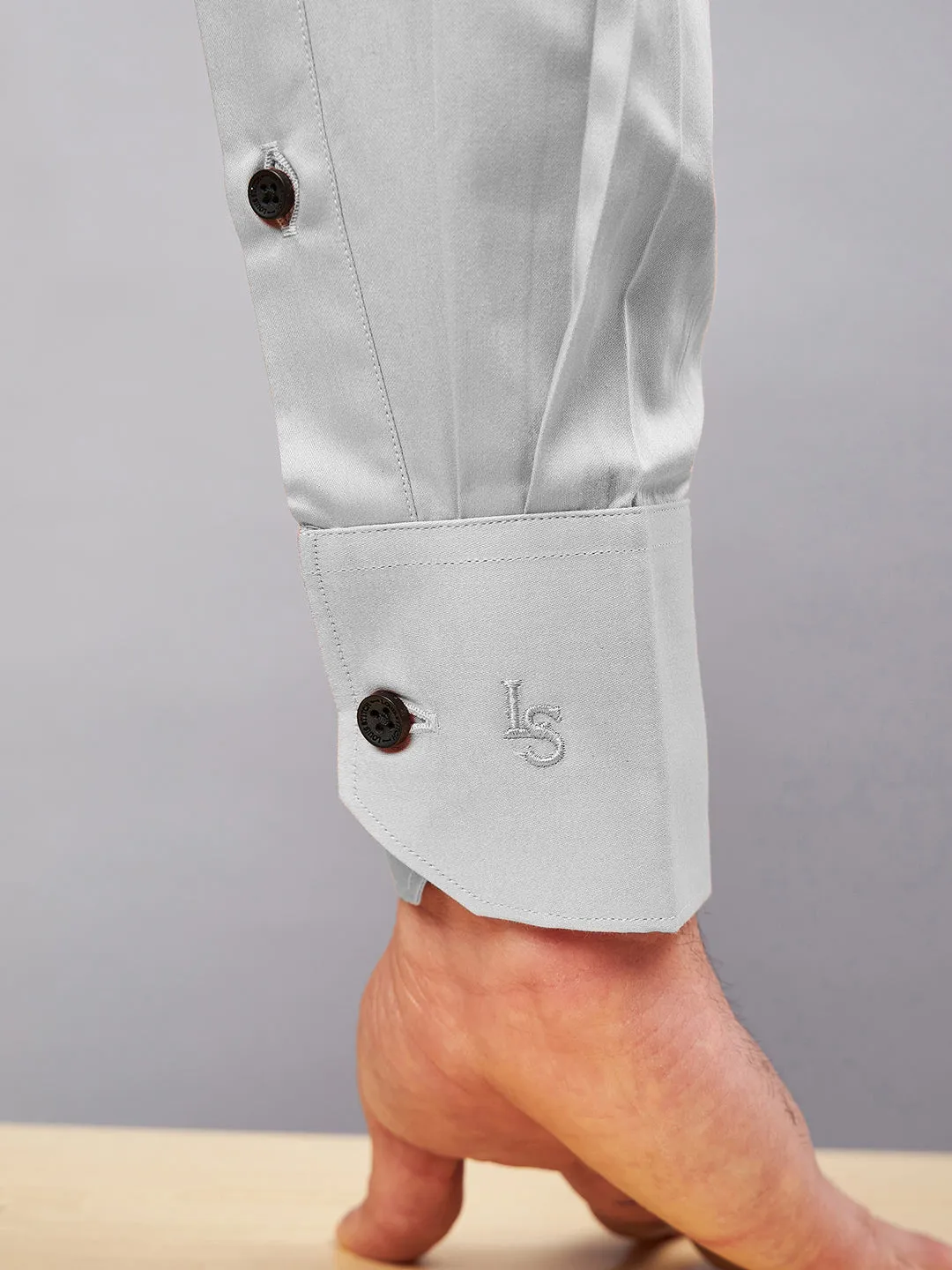 Regular Fit Semi Formal Solid Grey Shirt For Men