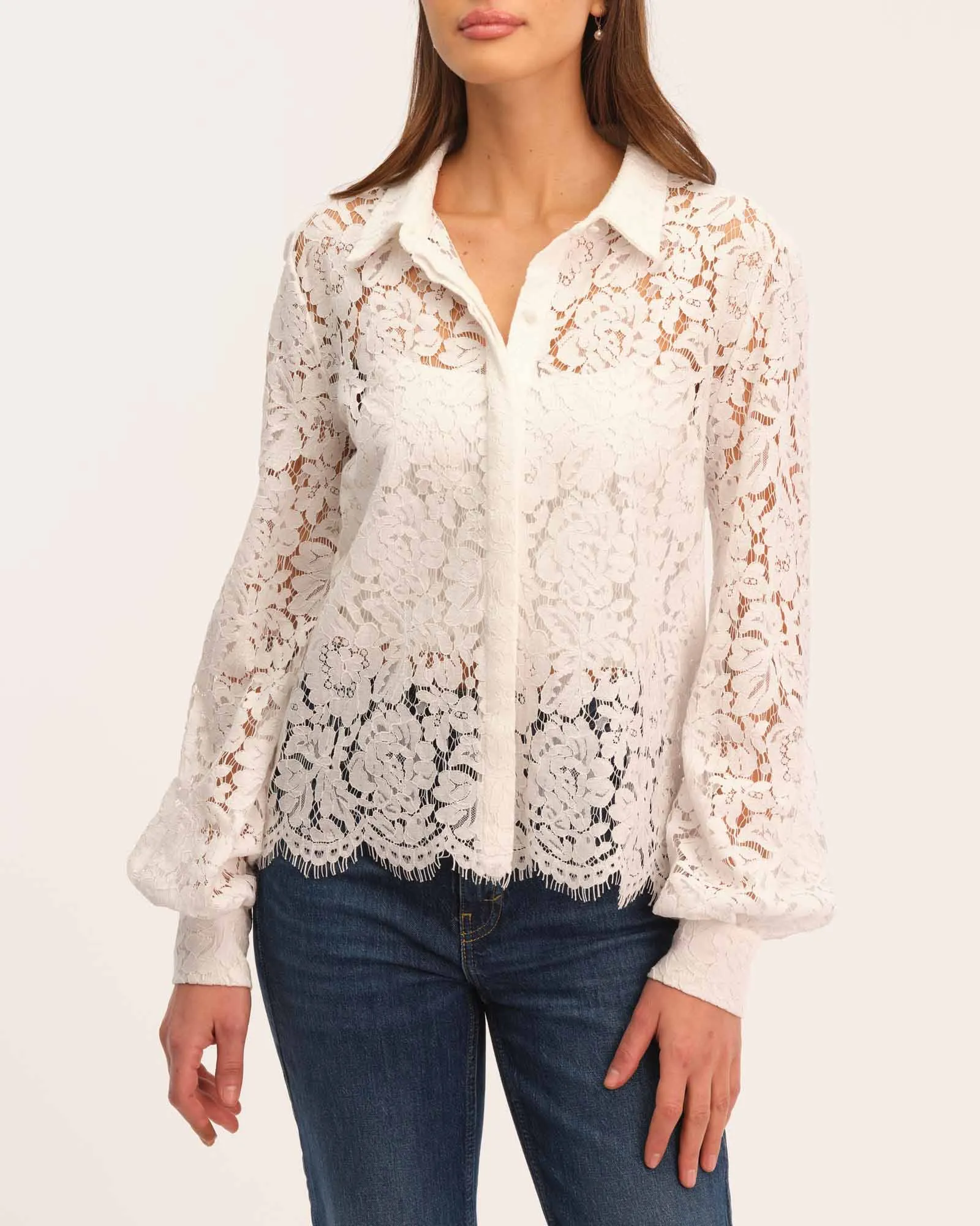 Scalloped Edge Lace Blouse