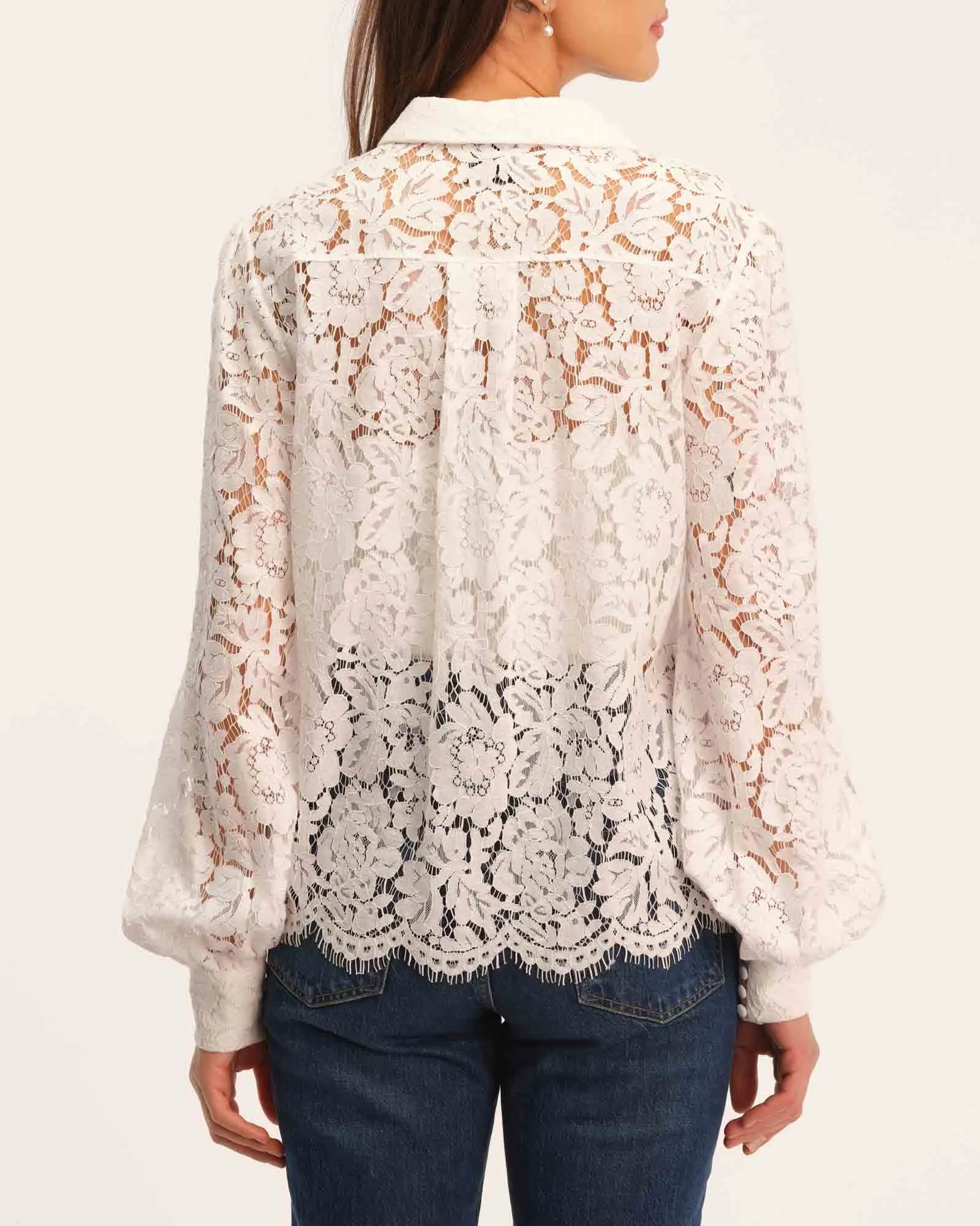 Scalloped Edge Lace Blouse