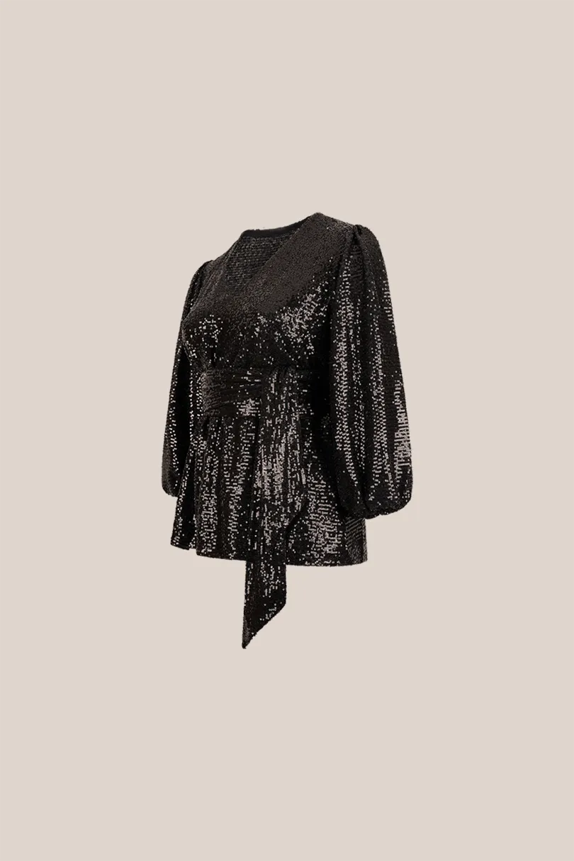 Sequined Party Blouse Black
