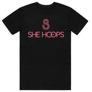She Hoops Cotton Tee - Black/Pink