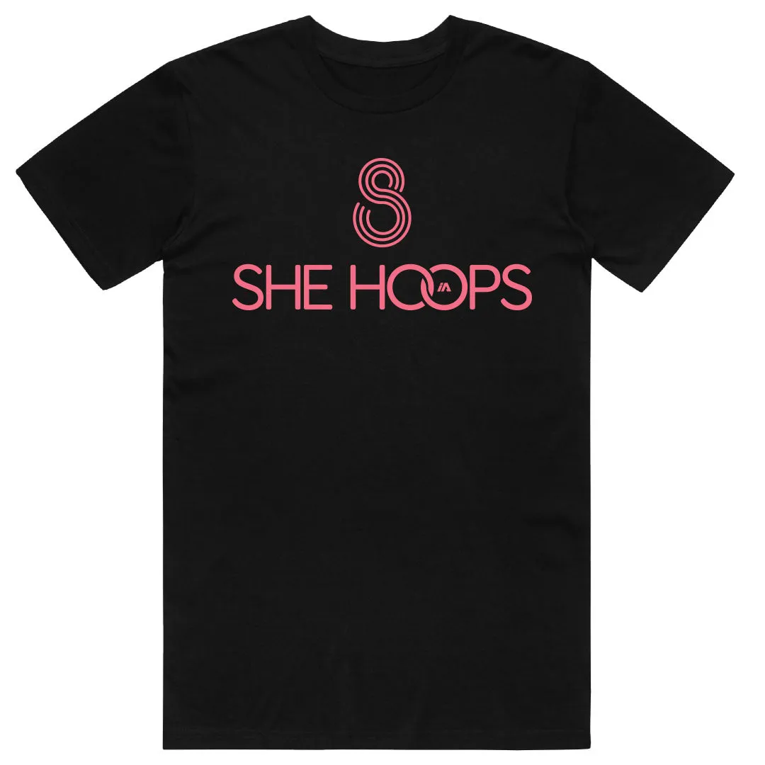 She Hoops Cotton Tee - Black/Pink