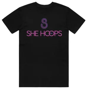 She Hoops Cotton Tee - Black/Purple