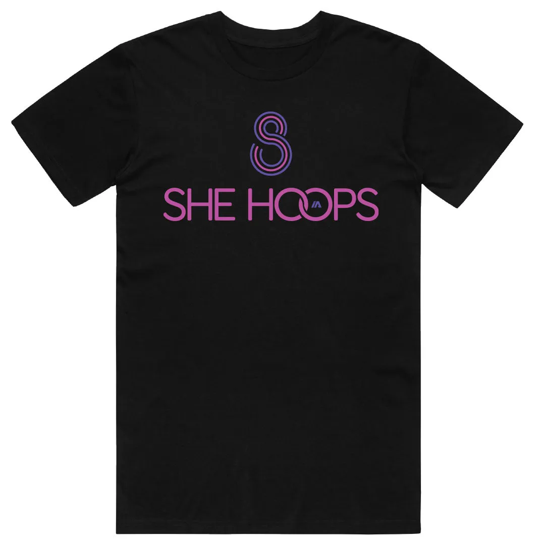 She Hoops Cotton Tee - Black/Purple