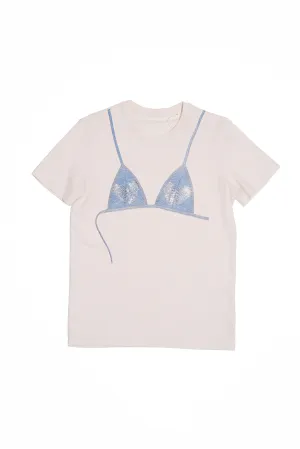 Showgirl Denim Bra T-Shirt - Ivory