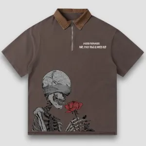 Skull Rose Print Tees