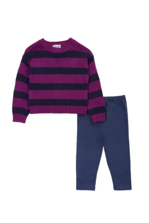 Splendid girls cozy stripe sweater & legging set