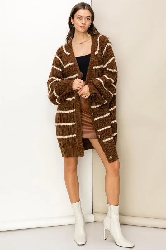 Staple Oversized Striped Sweater Cardigan