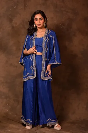 Stunning Blue Inara Cape & Plazzo Set