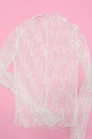 The Parker Lace Mesh Top In Ecru