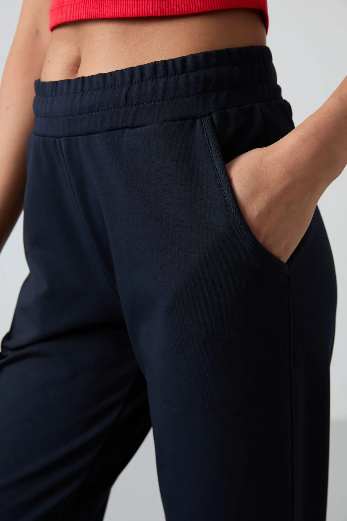 TMY Navy High Waist Pocketed Comfort Fit Classic Leg Women's Sweatpants - 94584 - Schaffhausen