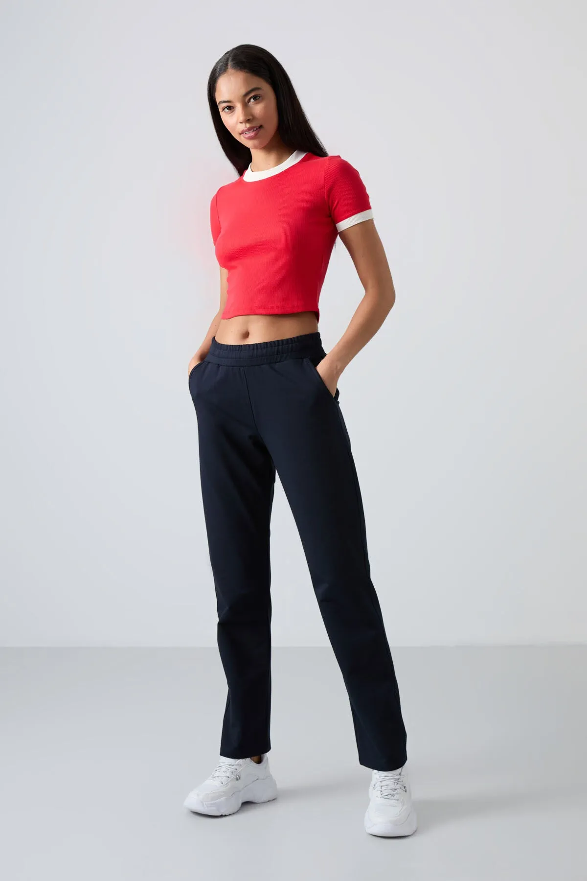 TMY Navy High Waist Pocketed Comfort Fit Classic Leg Women's Sweatpants - 94584 - Schaffhausen